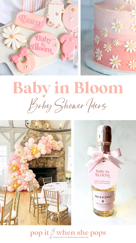 Baby in Bloom Daisy Champagne Baby Shower Tags for Baby Girl