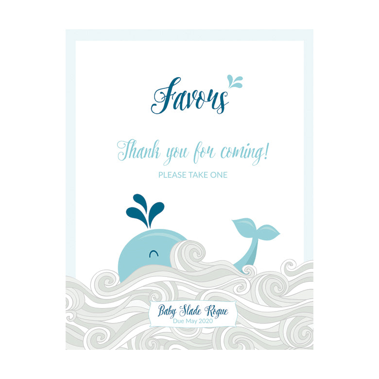 Favors Sign - Whale