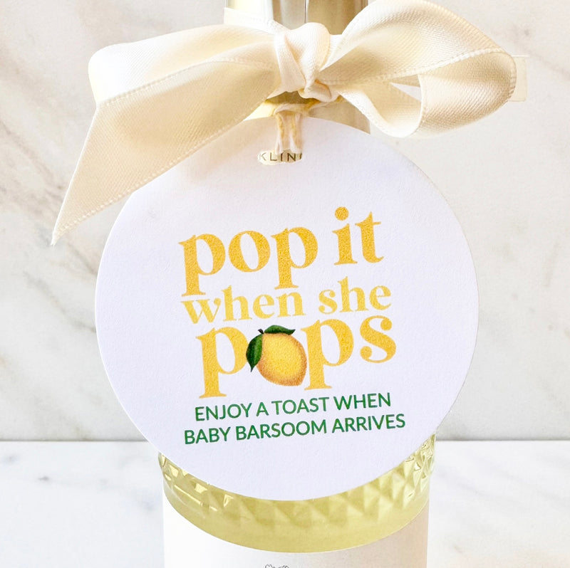 Lemon Baby Shower Champagne Bottle Tags