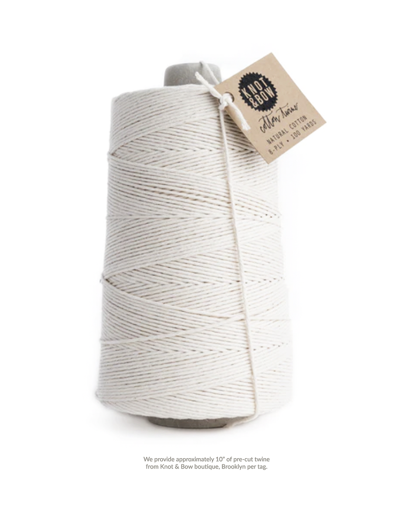 we provide approximately 10 inches of twine per tag to tie the tags to mini champagne bottles