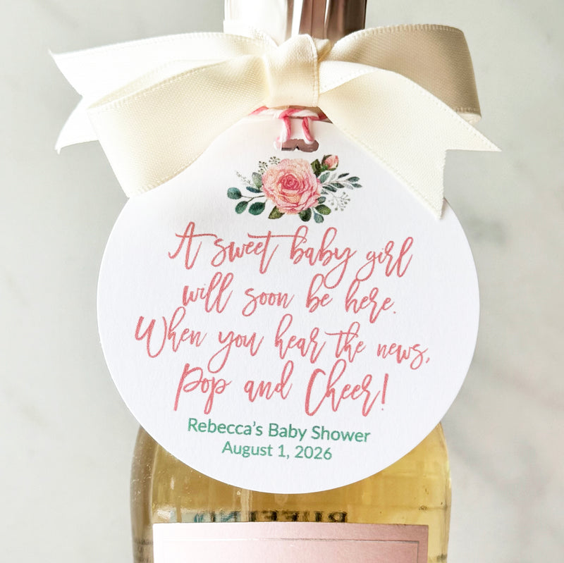 Sweet Baby Girl Champagne Bottle Tags