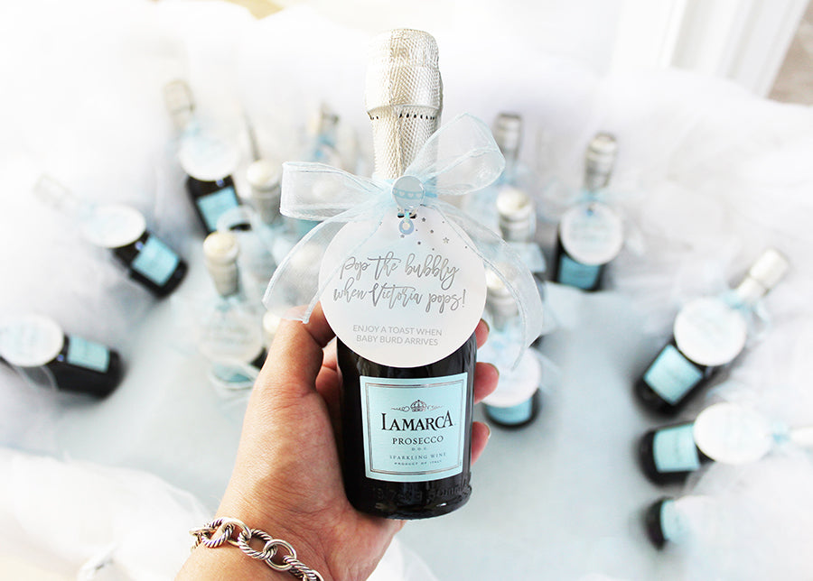 Personalized Champagne Bottle Tags for Baby Showers