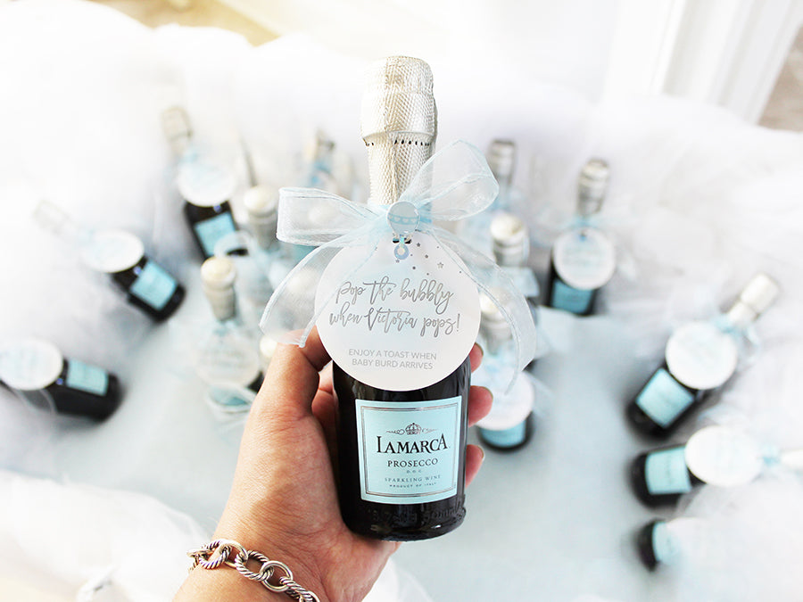 Personalized Champagne Bottle Tags for Baby Showers