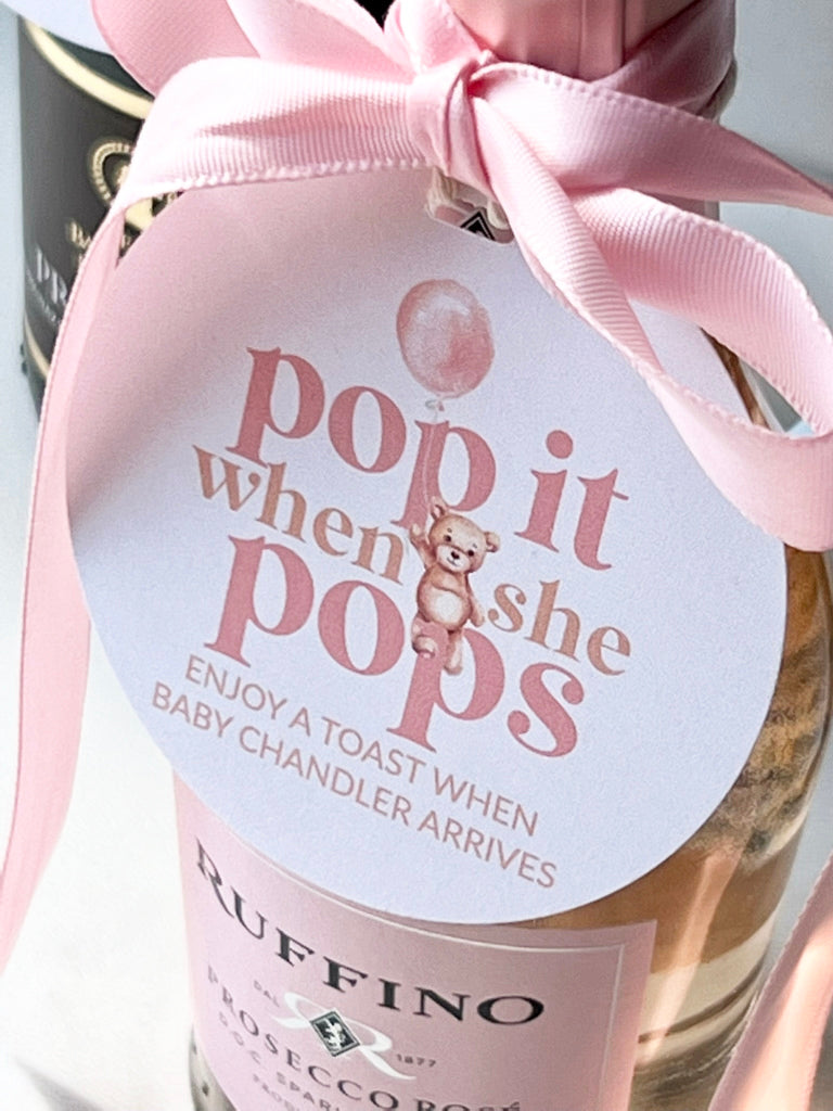 Pink Teddy Bear Baby Shower Favor Tags – Pop It When She Pops