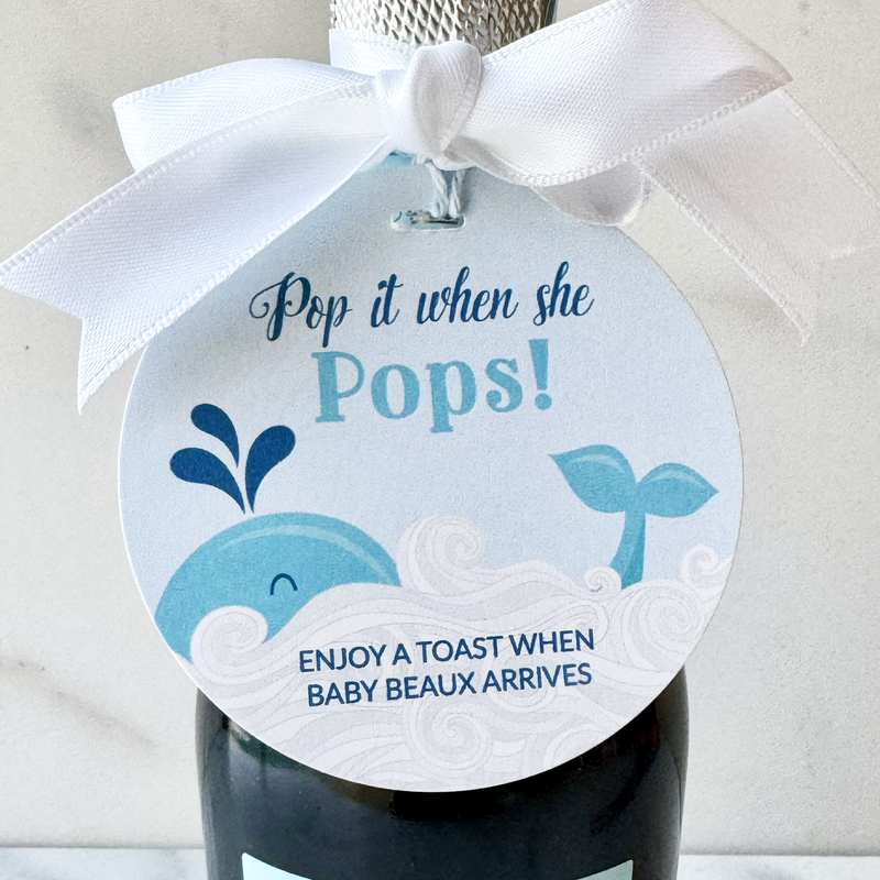 Nautical Whale Champagne Bottle Tags